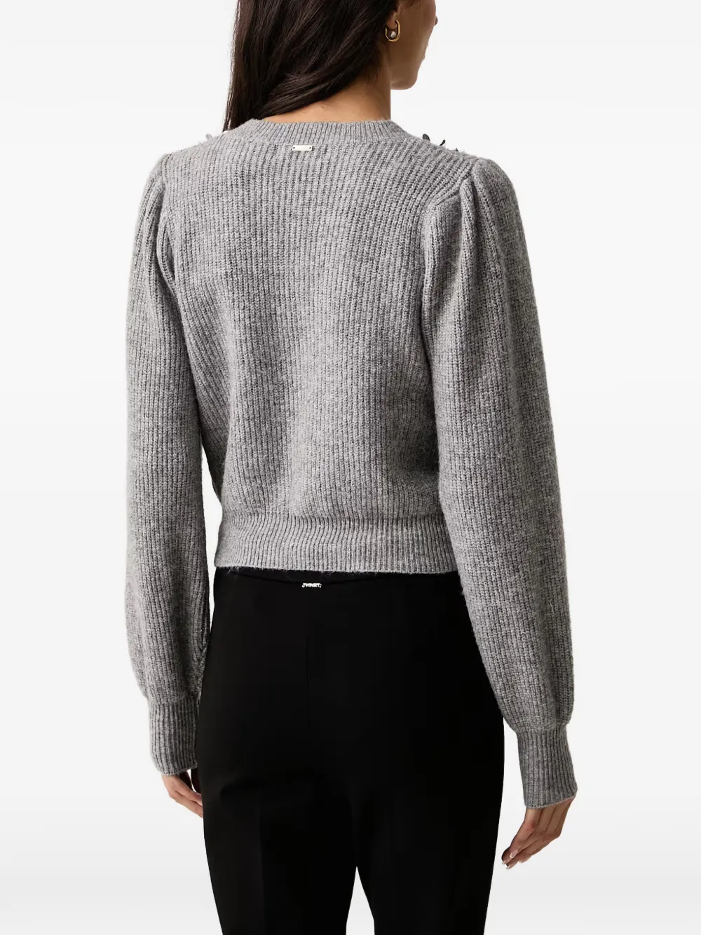 FRACOMINA sequin-embellished puffed-sleeve cardigan Grijs