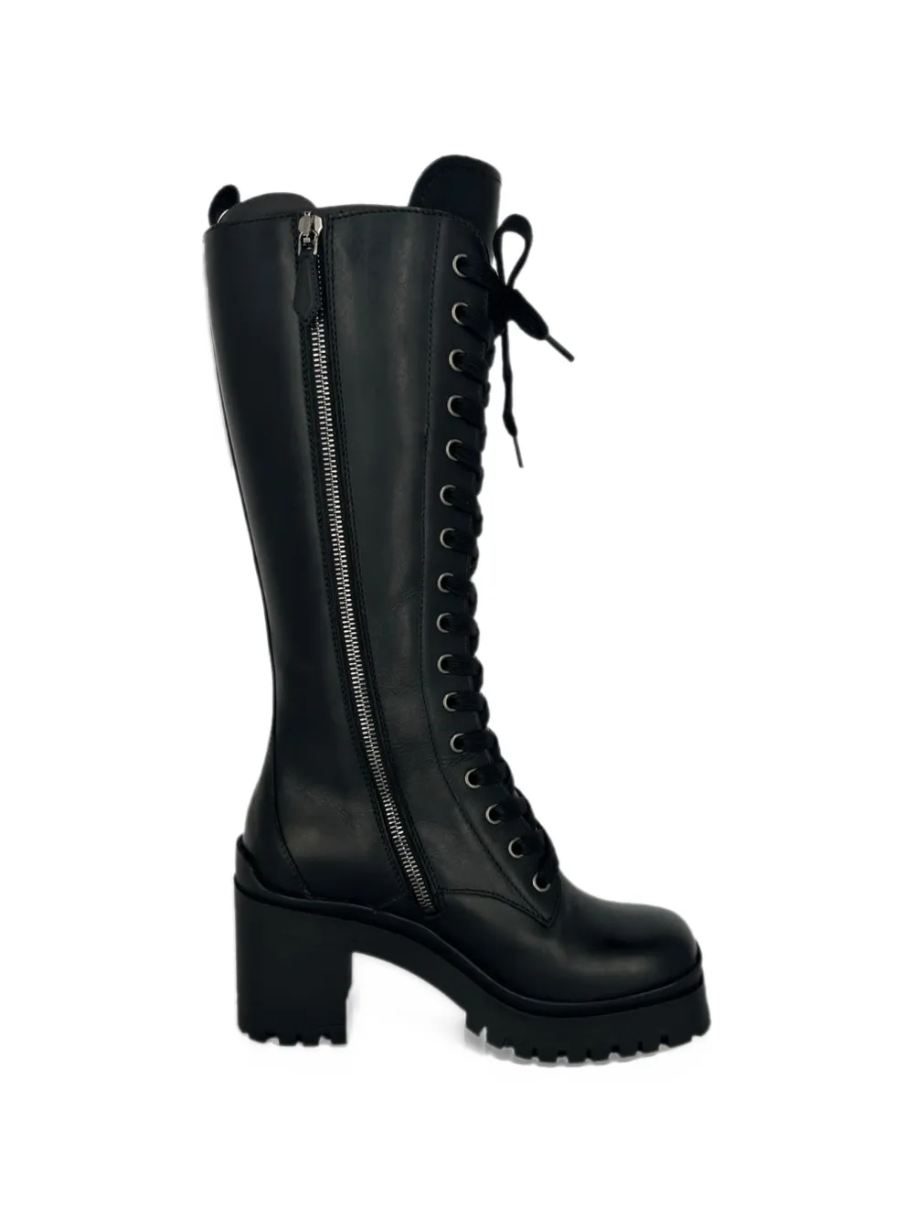 Miu Miu Pre-Owned lace-up knee-high boots - Nero