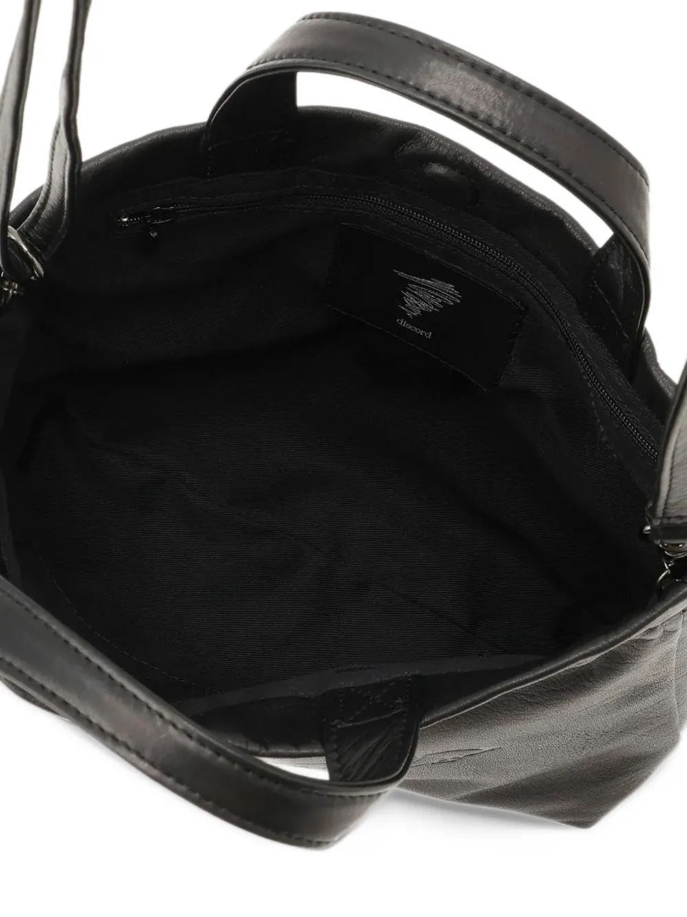 Discord Yohji Yamamoto mini logo-embossed leather tote bag Zwart