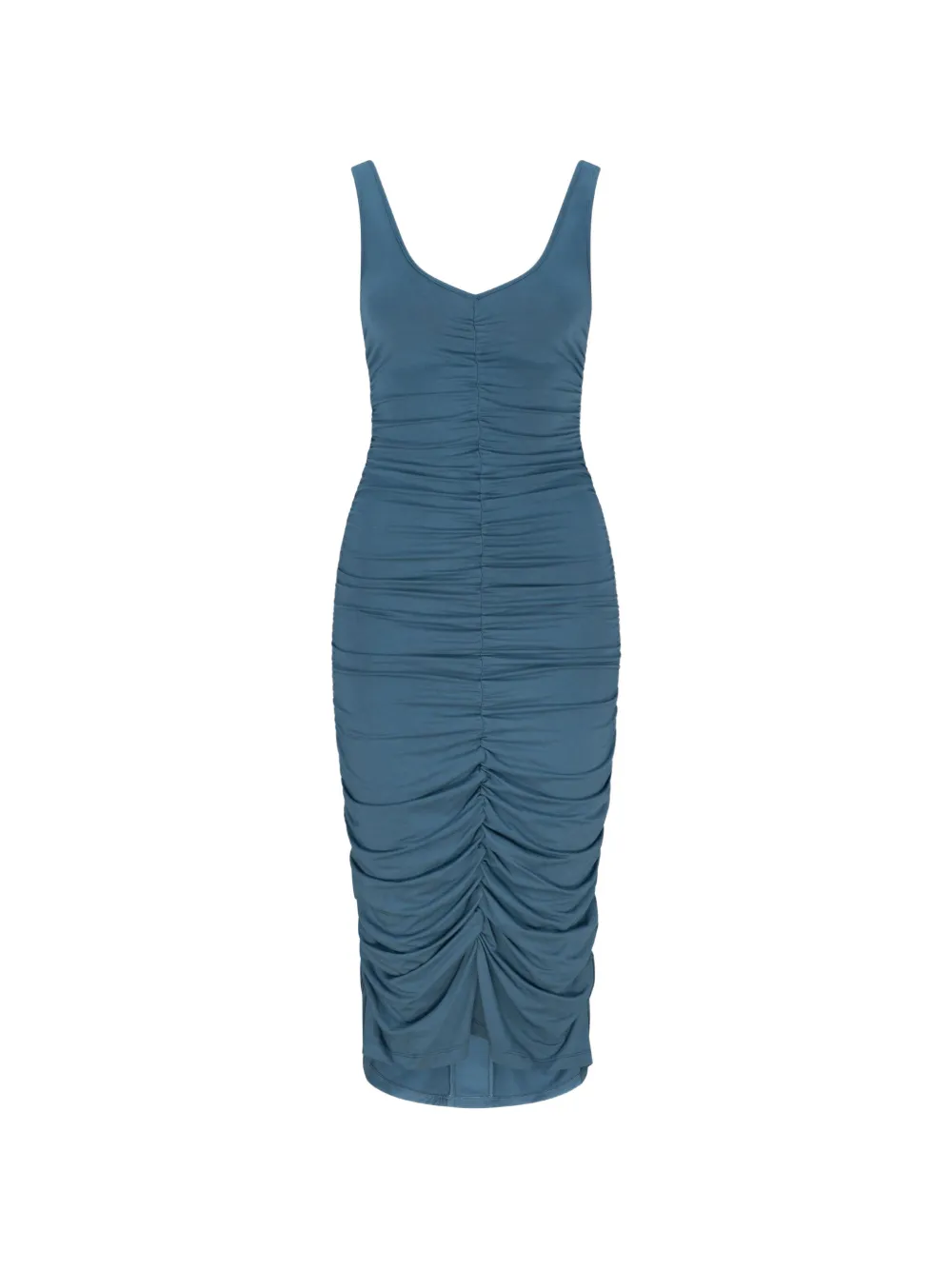 LIZ SKORSIS robe mi-longue Olera ajustée à fronces - Bleu