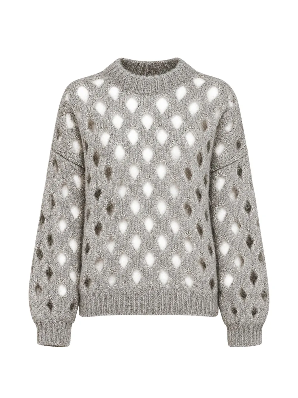 Brunello Cucinelli sequin-embroidered diamond-knit sweater Grijs