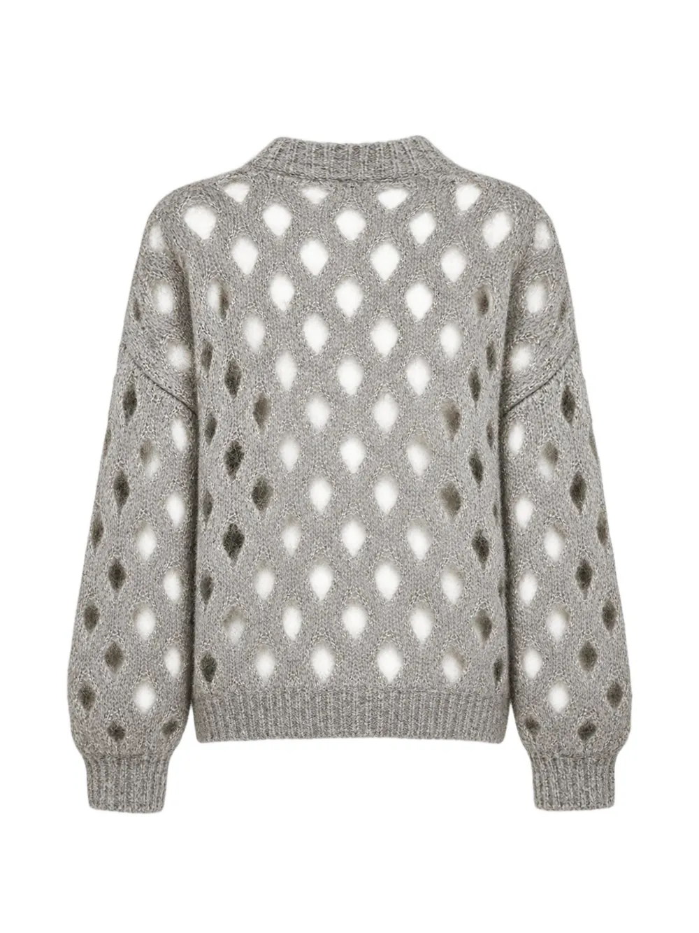 Brunello Cucinelli sequin-embroidered diamond-knit sweater Grijs