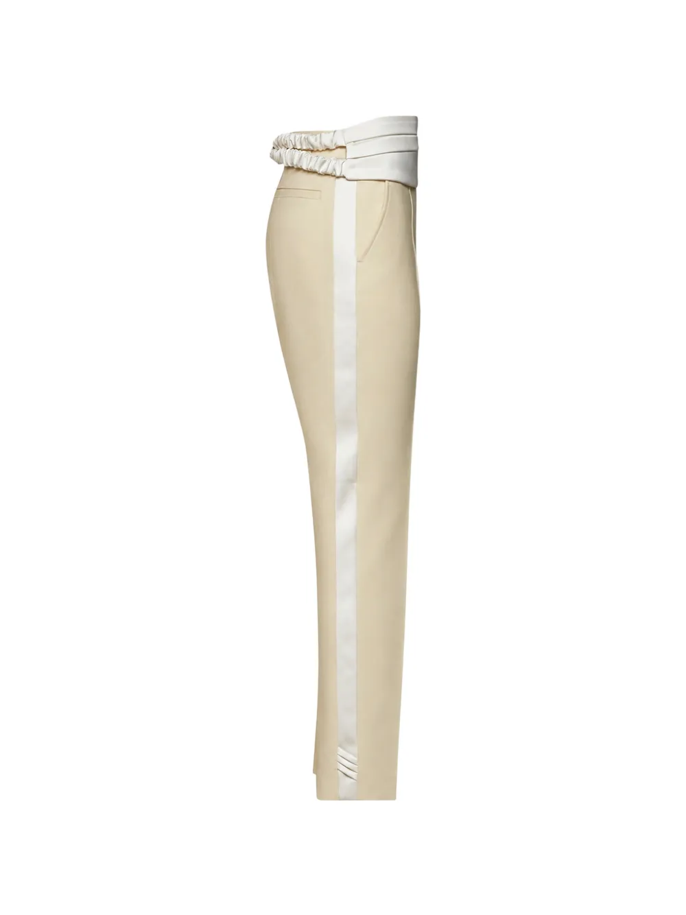 The Attico satin-trimmed pleated trousers Beige