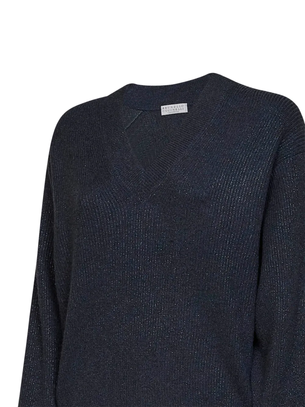 Brunello Cucinelli ribbed V-neck sweater Blauw