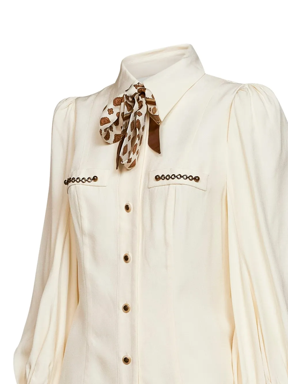 ZIMMERMANN bow-detail puff-sleeve shirt Beige