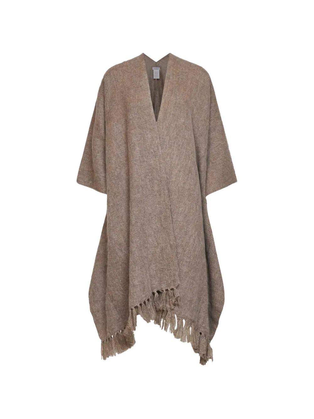 Brunello Cucinelli tassel-hem kimono-sleeve jacket Beige