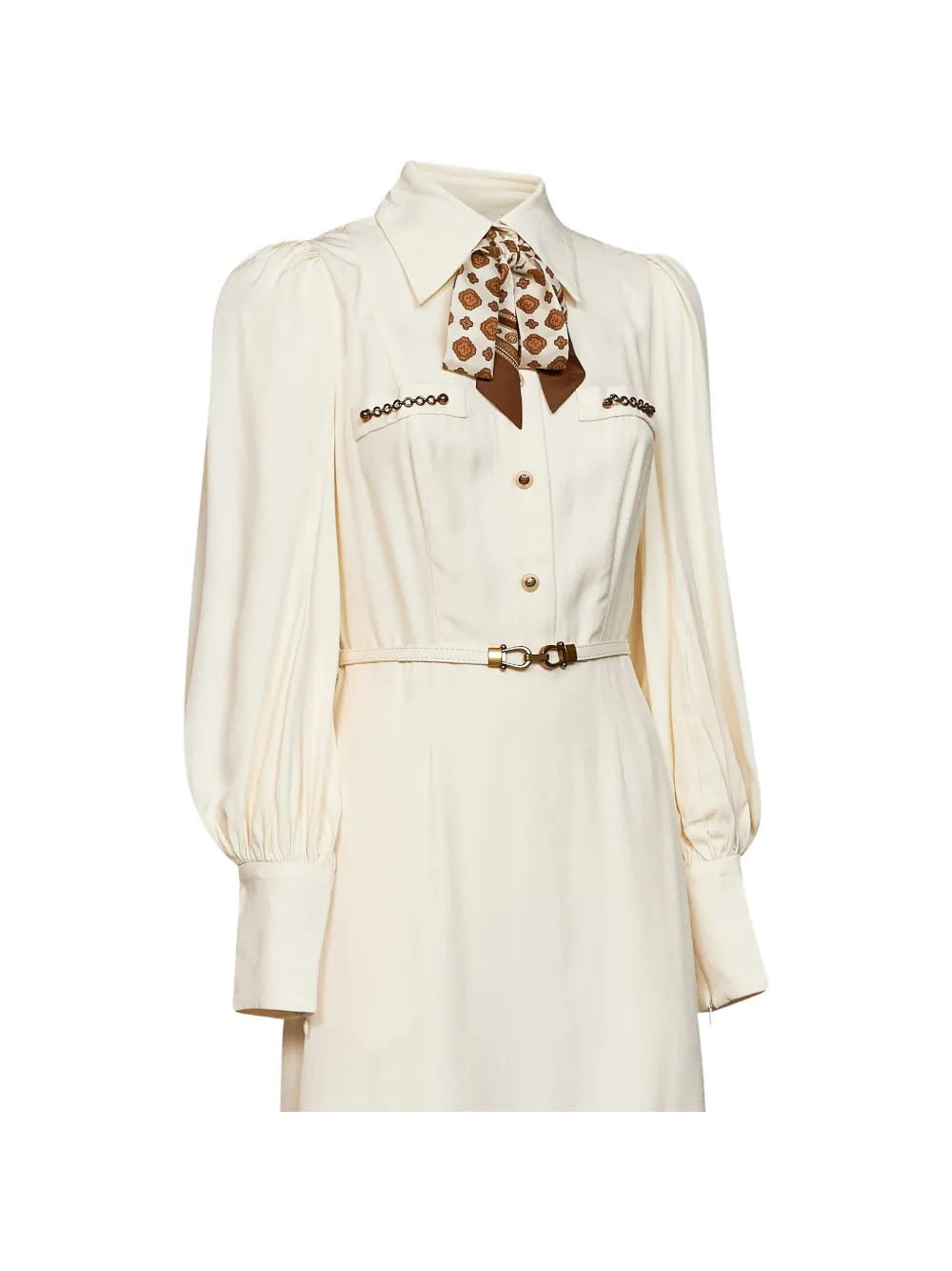 ZIMMERMANN belted puff-sleeve dress Beige