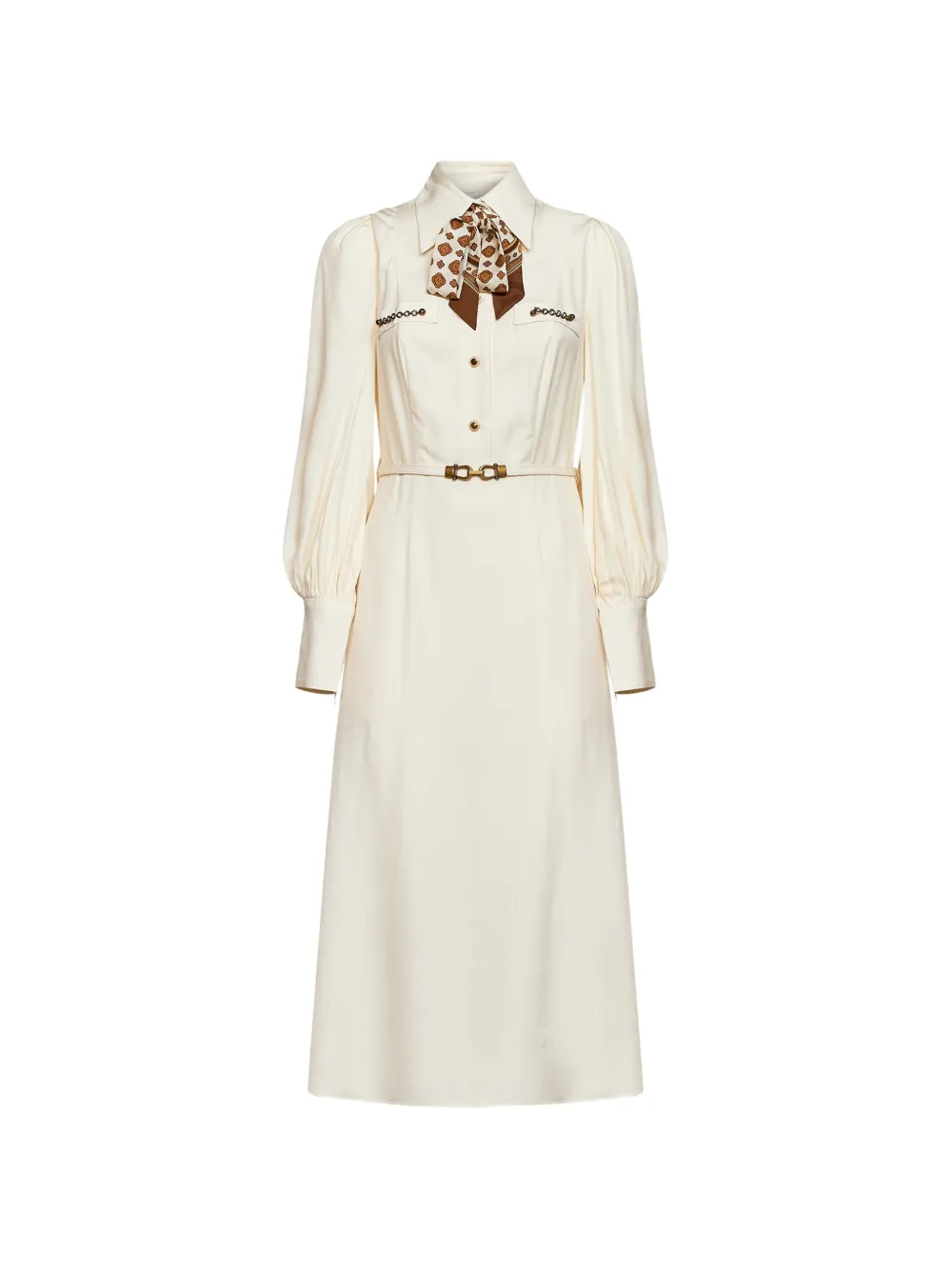 ZIMMERMANN belted puff-sleeve dress Beige