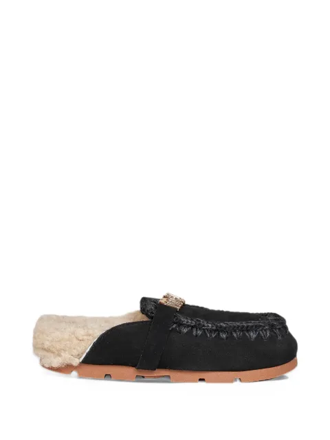 Mou Winter Bio crochet-stitch sheepskin flat mules