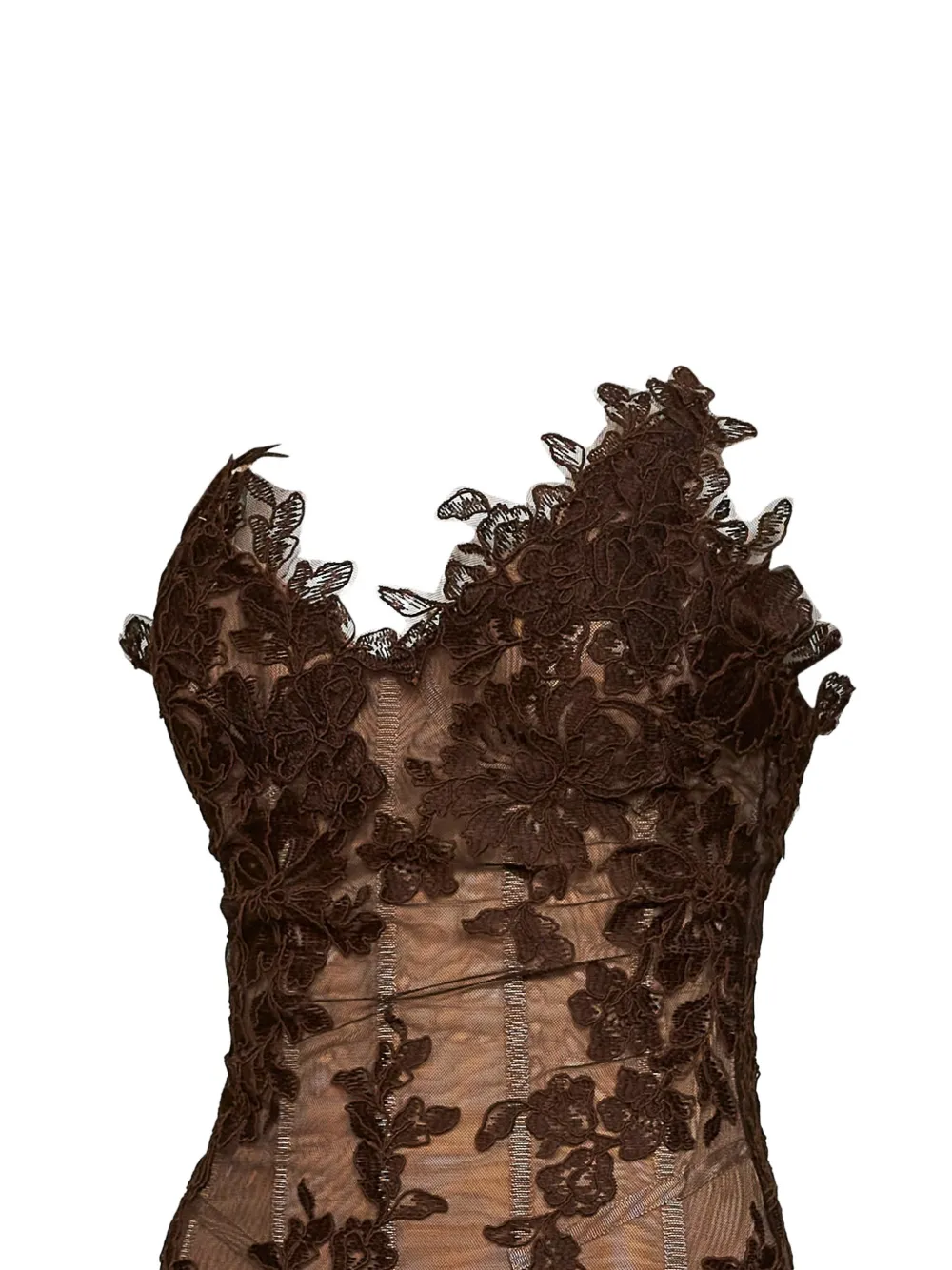 Giuseppe Di Morabito floral-lace asymmetric top Bruin