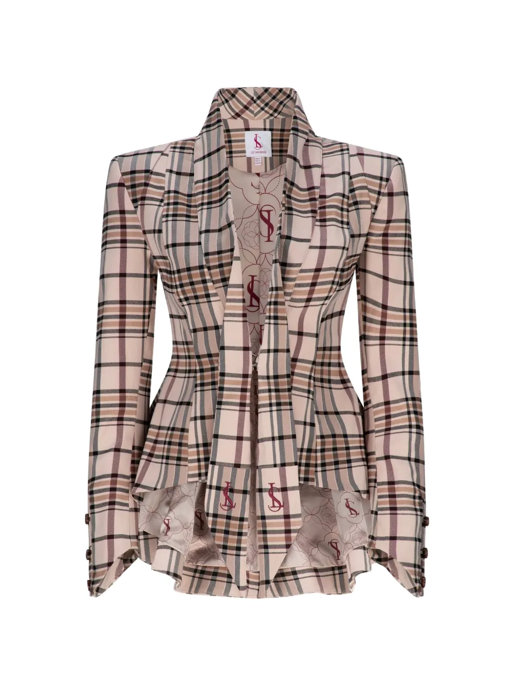 LIZ SKORSIS Malinda checked tailored blazer - Neutrals