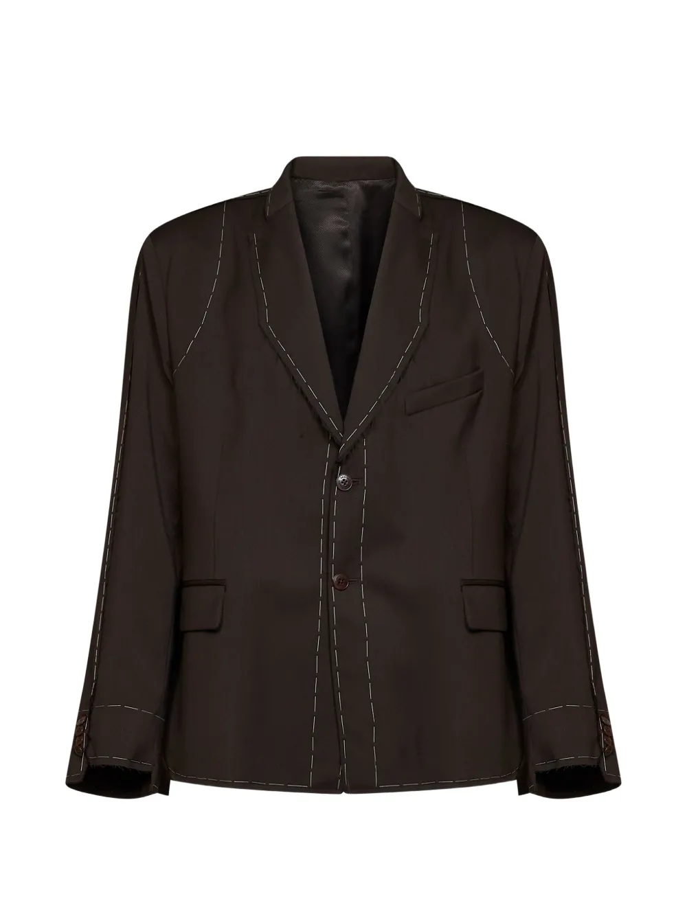 Costumein contrast-stitch raw-edge blazer - Brown