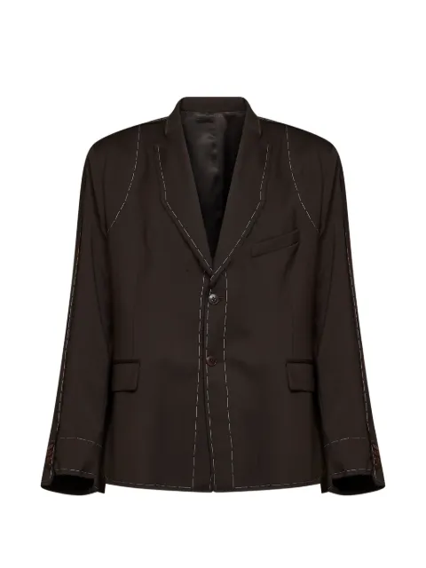 Costumein contrast-stitch raw-edge blazer