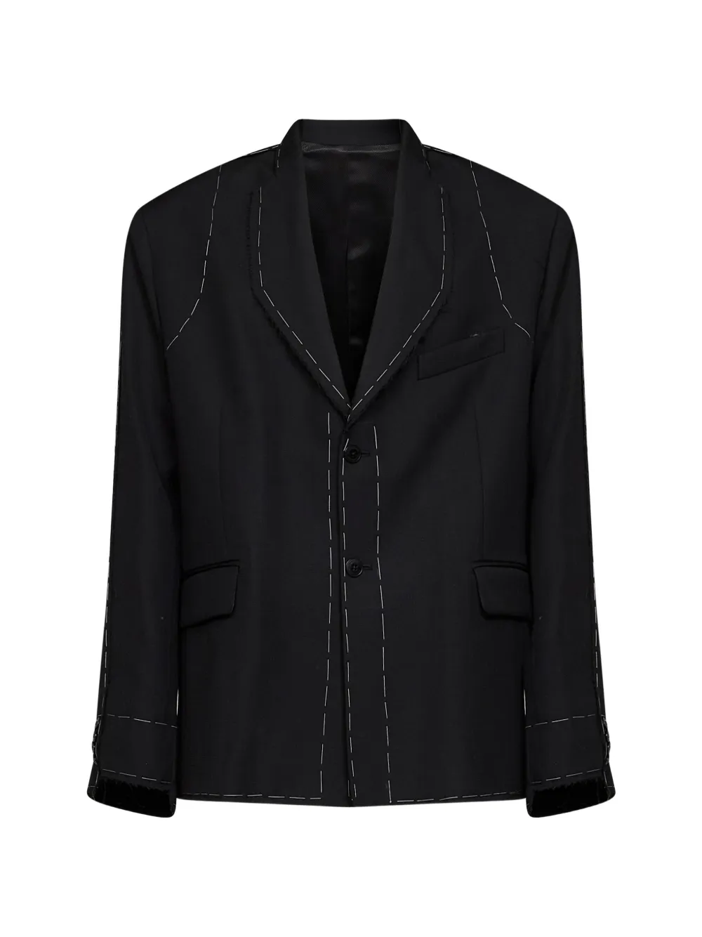 Costumein Arun contrast-stitch virgin wool blazer - Nero