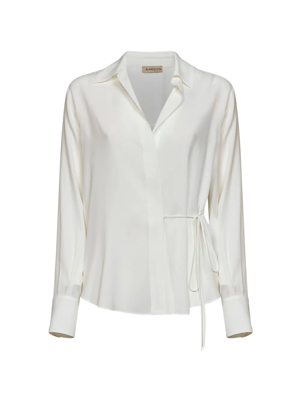 Blanca Vita wrap-style polo-collar shirt Wit