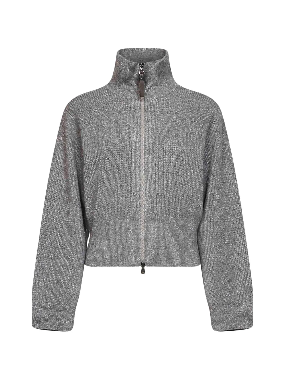 Brunello Cucinelli ribbed-knit zip-up sweater Grijs