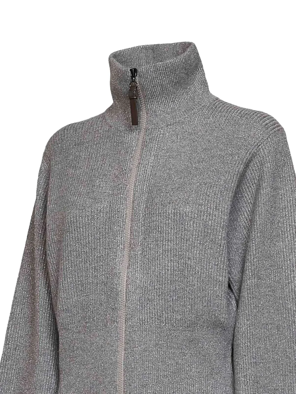 Brunello Cucinelli ribbed-knit zip-up sweater Grijs