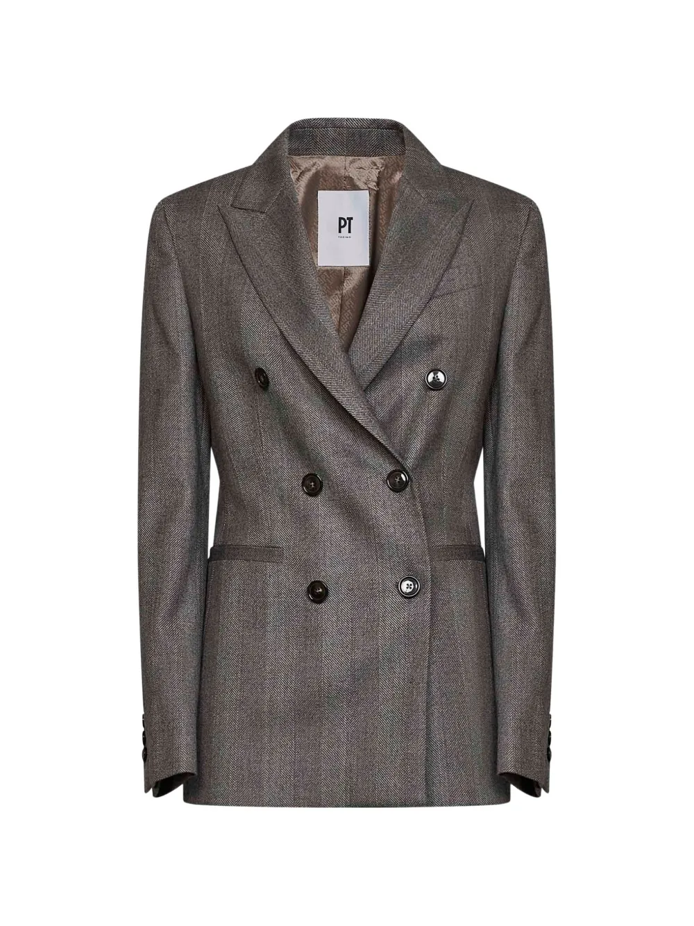 PT Torino double-breasted herringbone blazer - Brown