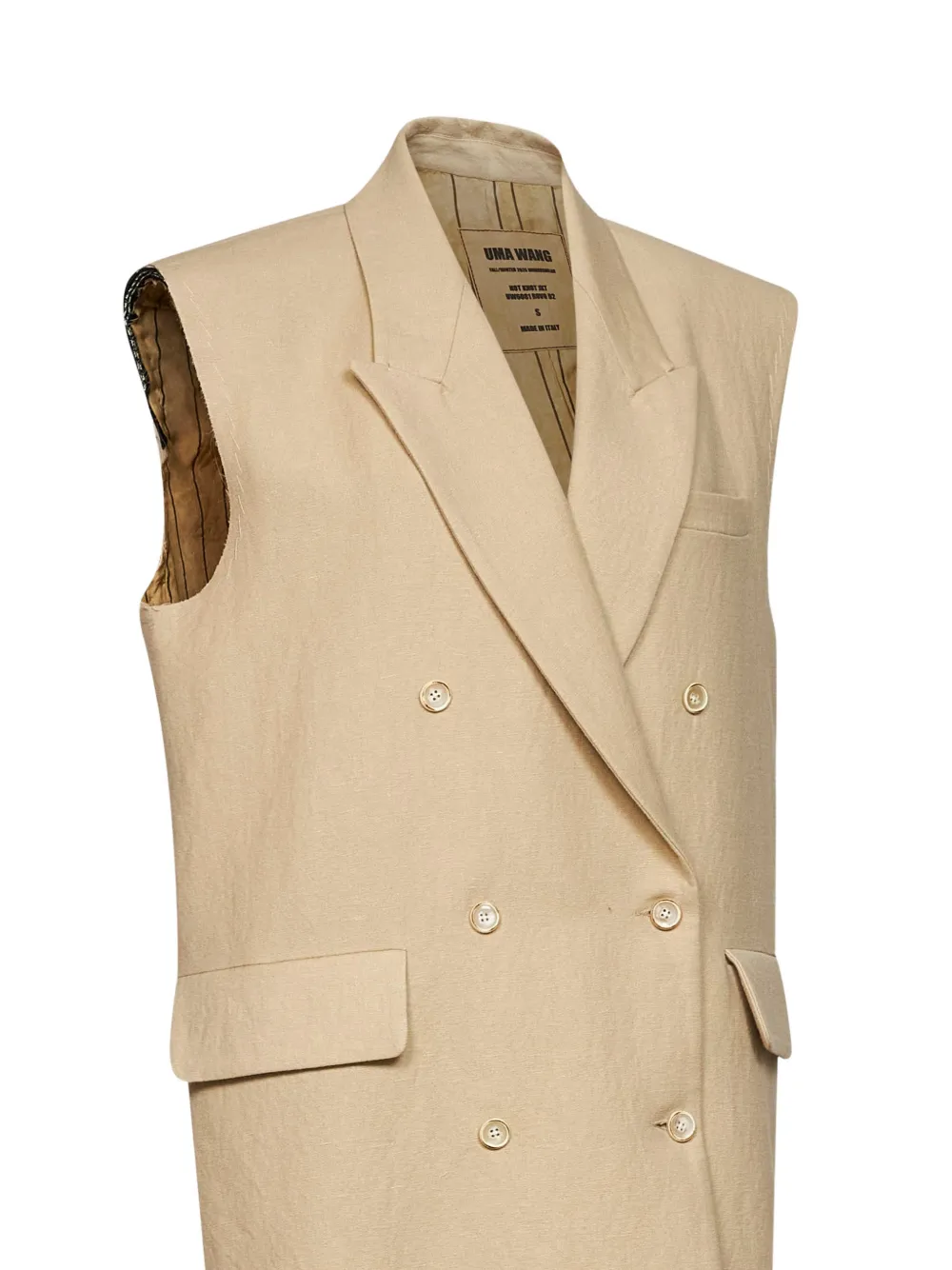 Uma Wang double-breasted sleeveless waistcoat Beige