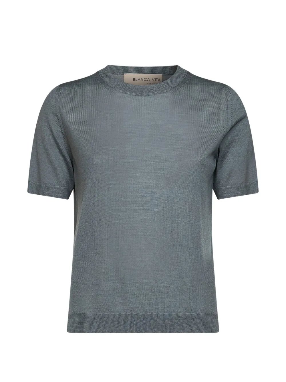 Blanca Vita short-sleeve virgin wool sweater - Grigio