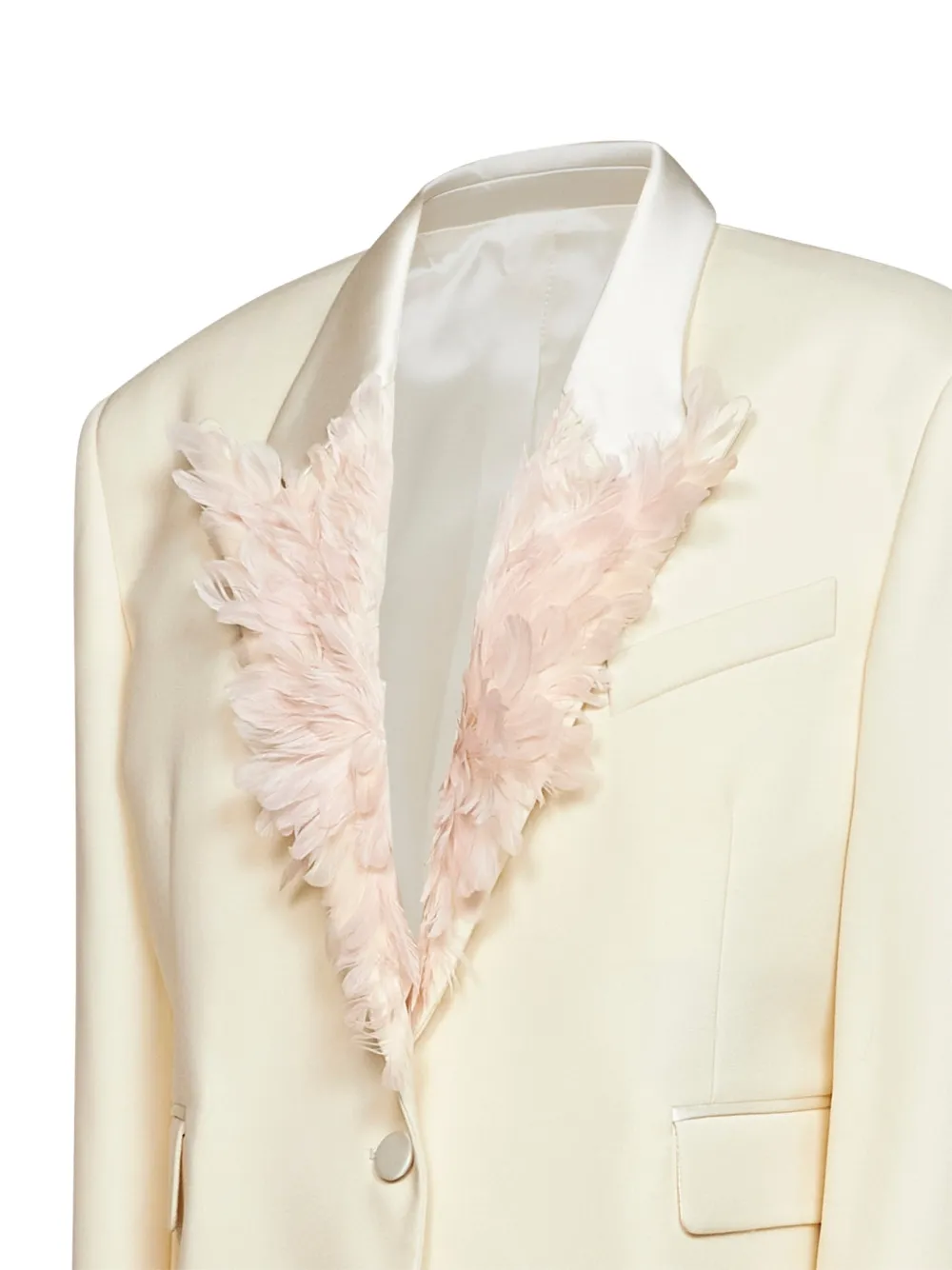 The Attico feather-embroidered cropped jacket Beige