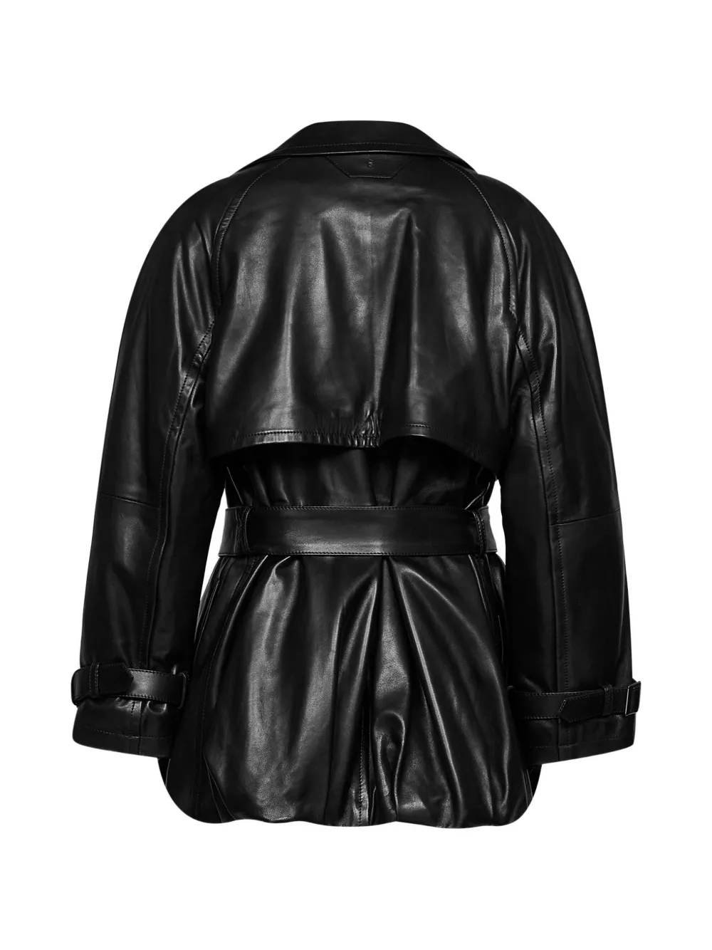 Salvatore Santoro double-breasted belted leather coat Zwart