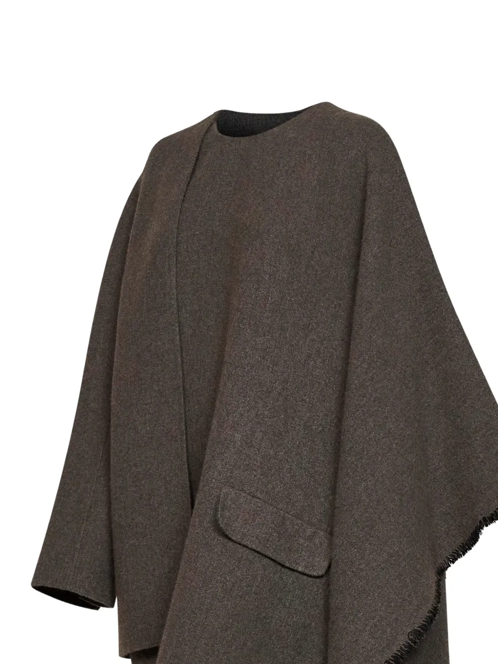 Uma Wang asymmetric frayed-edge cape Grijs
