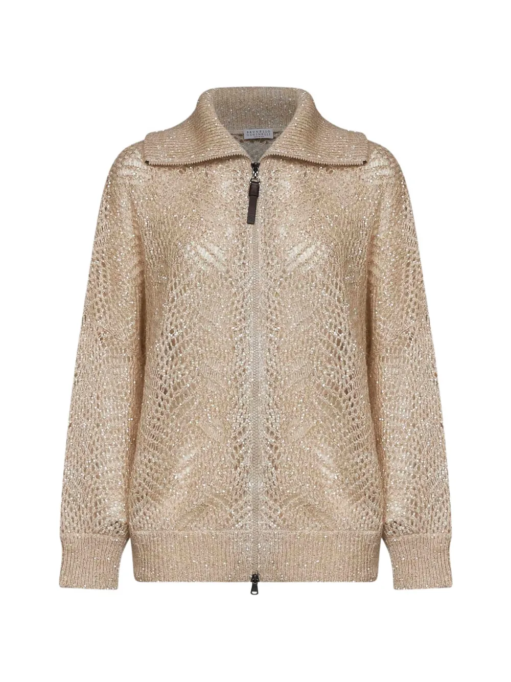 Brunello Cucinelli sequin-embellished openwork cardigan Goud