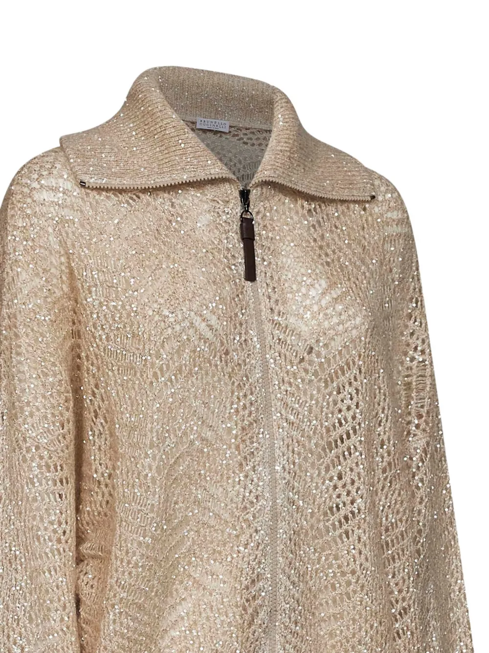 Brunello Cucinelli sequin-embellished openwork cardigan Goud