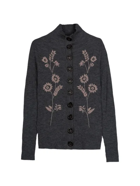 Antik Batik Chauchau floral-embroidered ribbed cardigan