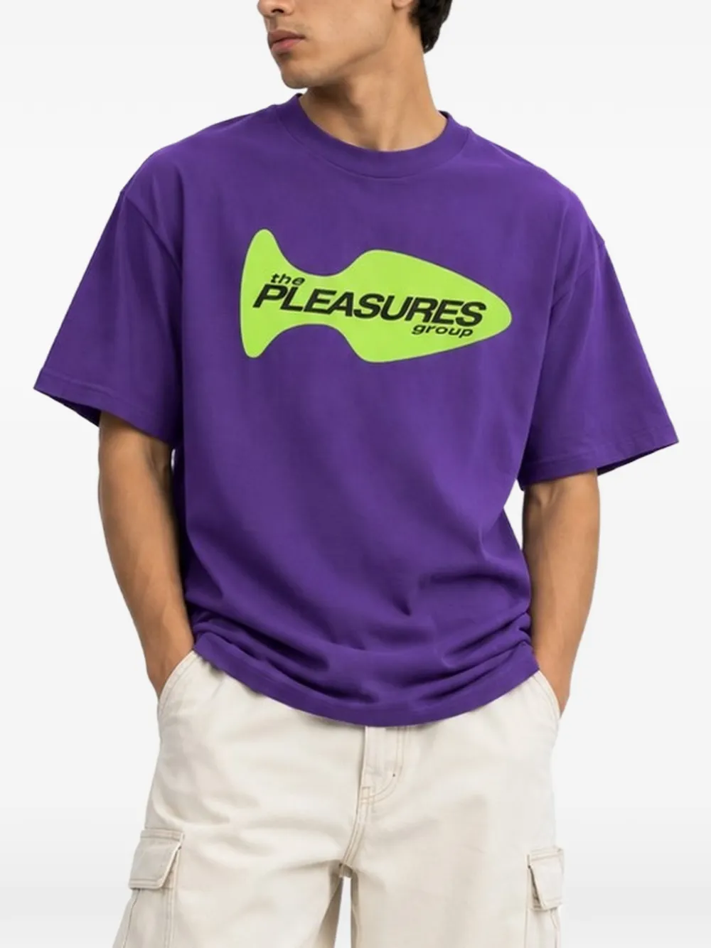 Pleasures logo-print cotton T-shirt Paars