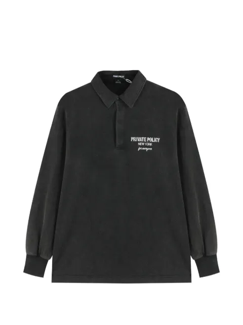 Private Policy washed long-sleeve polo shirt