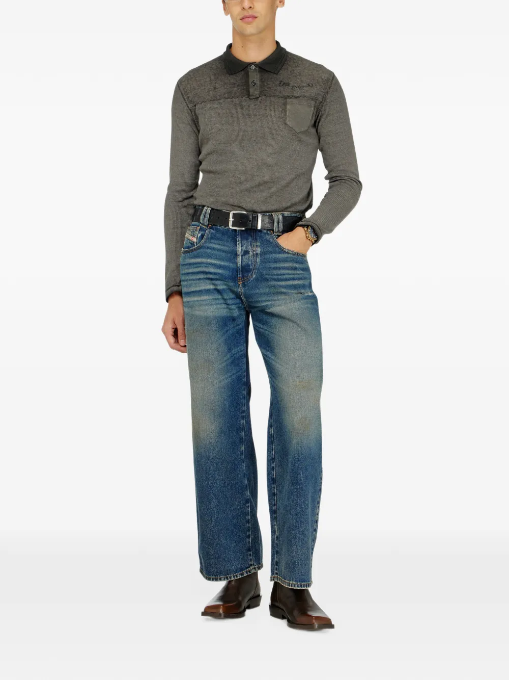 Diesel Relaxed jeans high-waist 1982 D-Hakou Blauw