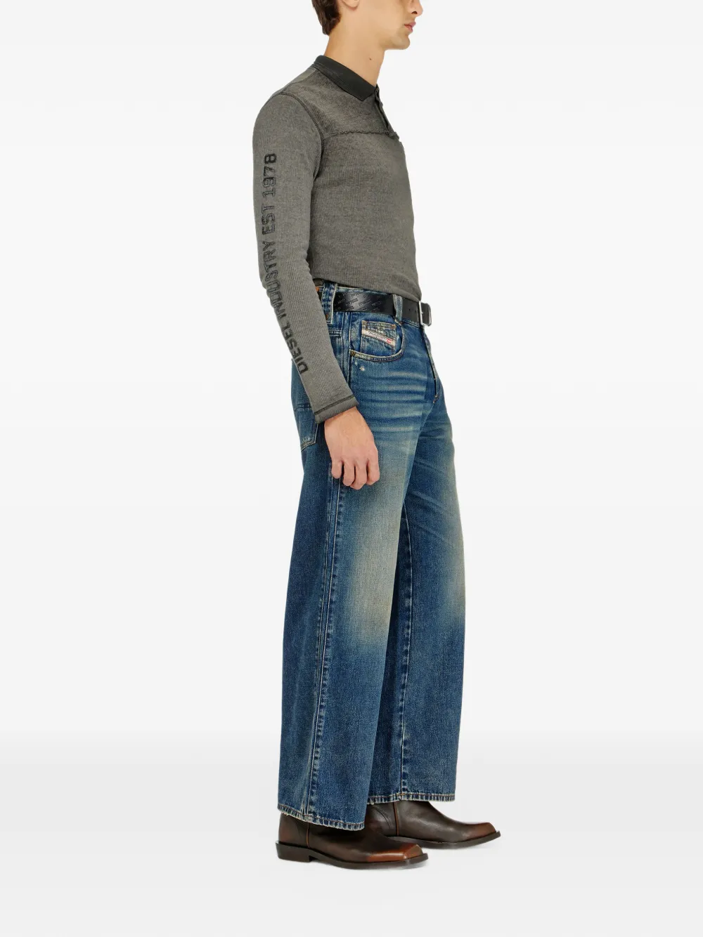 Diesel Relaxed jeans high-waist 1982 D-Hakou Blauw