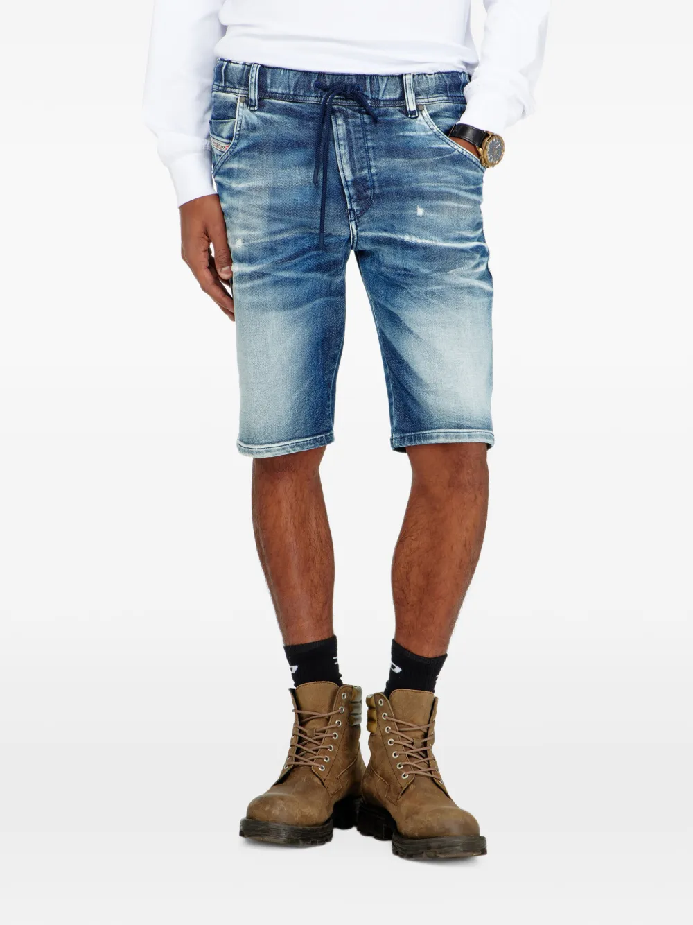 Diesel JoggJeans denim shorts met trekkoord Blauw