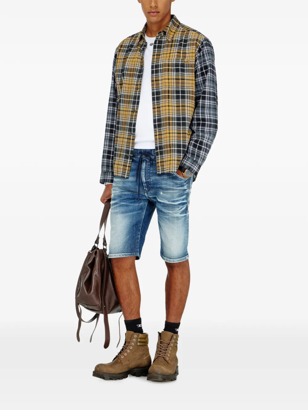 Diesel JoggJeans denim shorts met trekkoord Blauw