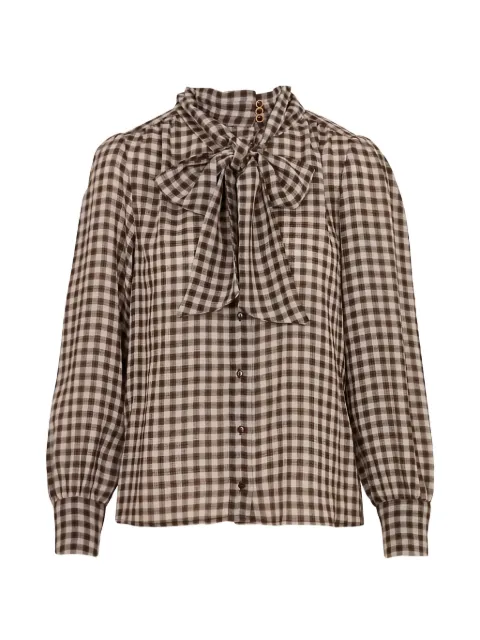 MAISON123 Spirit check-pattern pussy-bow blouse