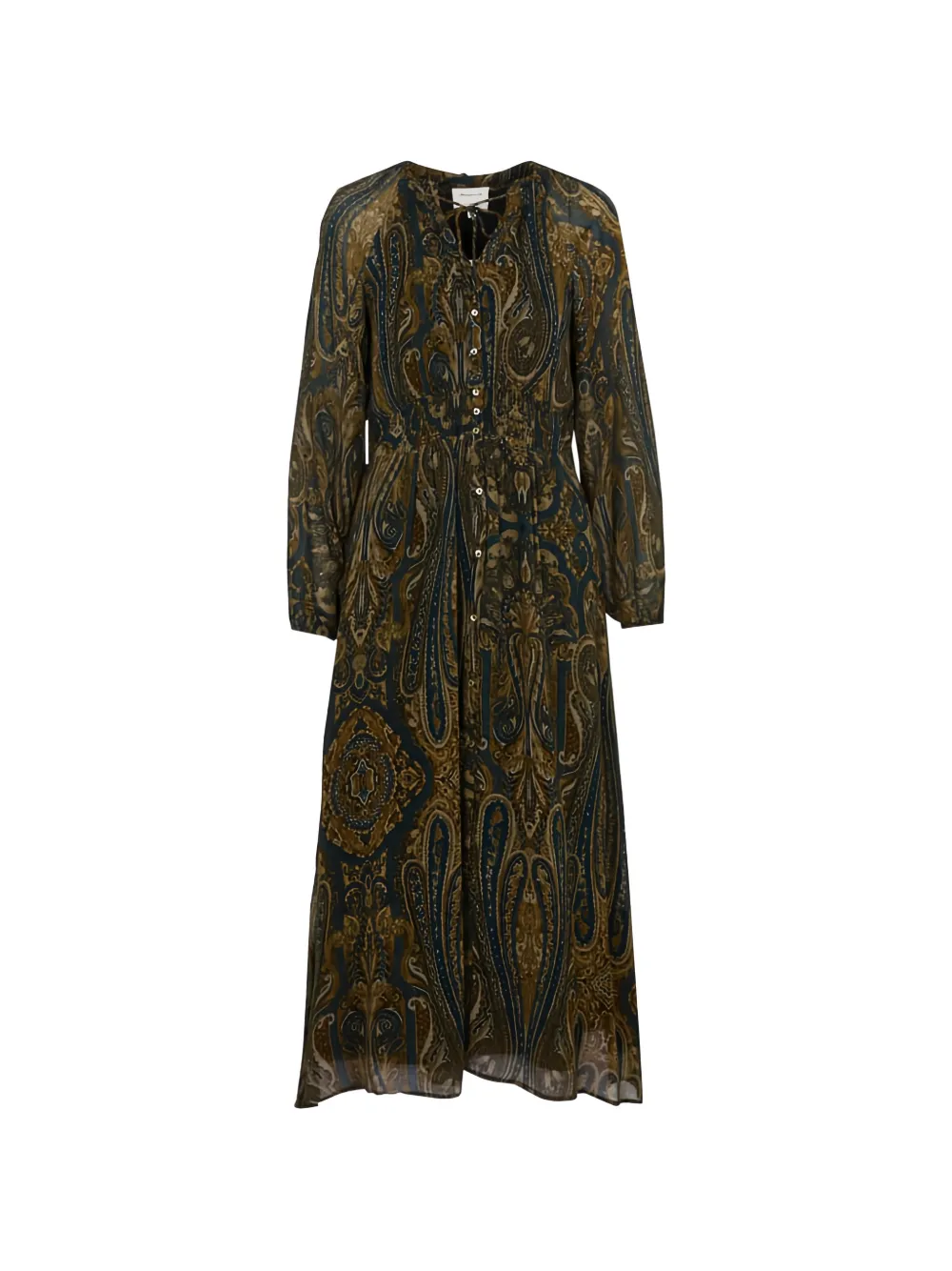 MAISON123 pepite paisley-print tied-neck midi dress - Marrone