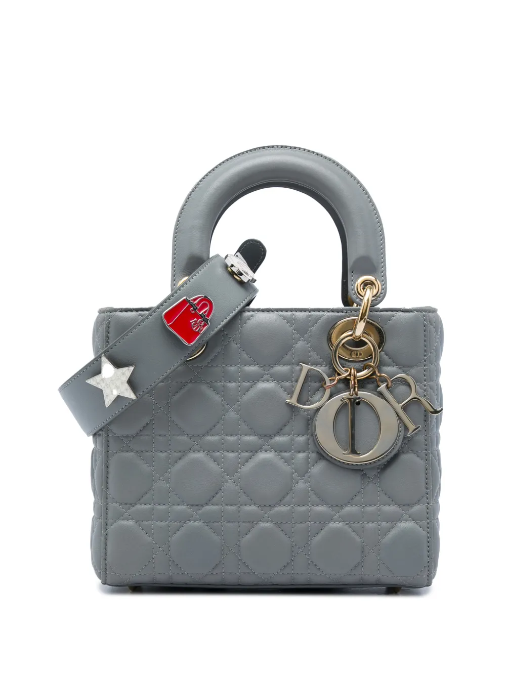 Christian Dior Pre-Owned 2016 Small Lambskin Cannage MyABCDior Lady Dior satchel - Grigio