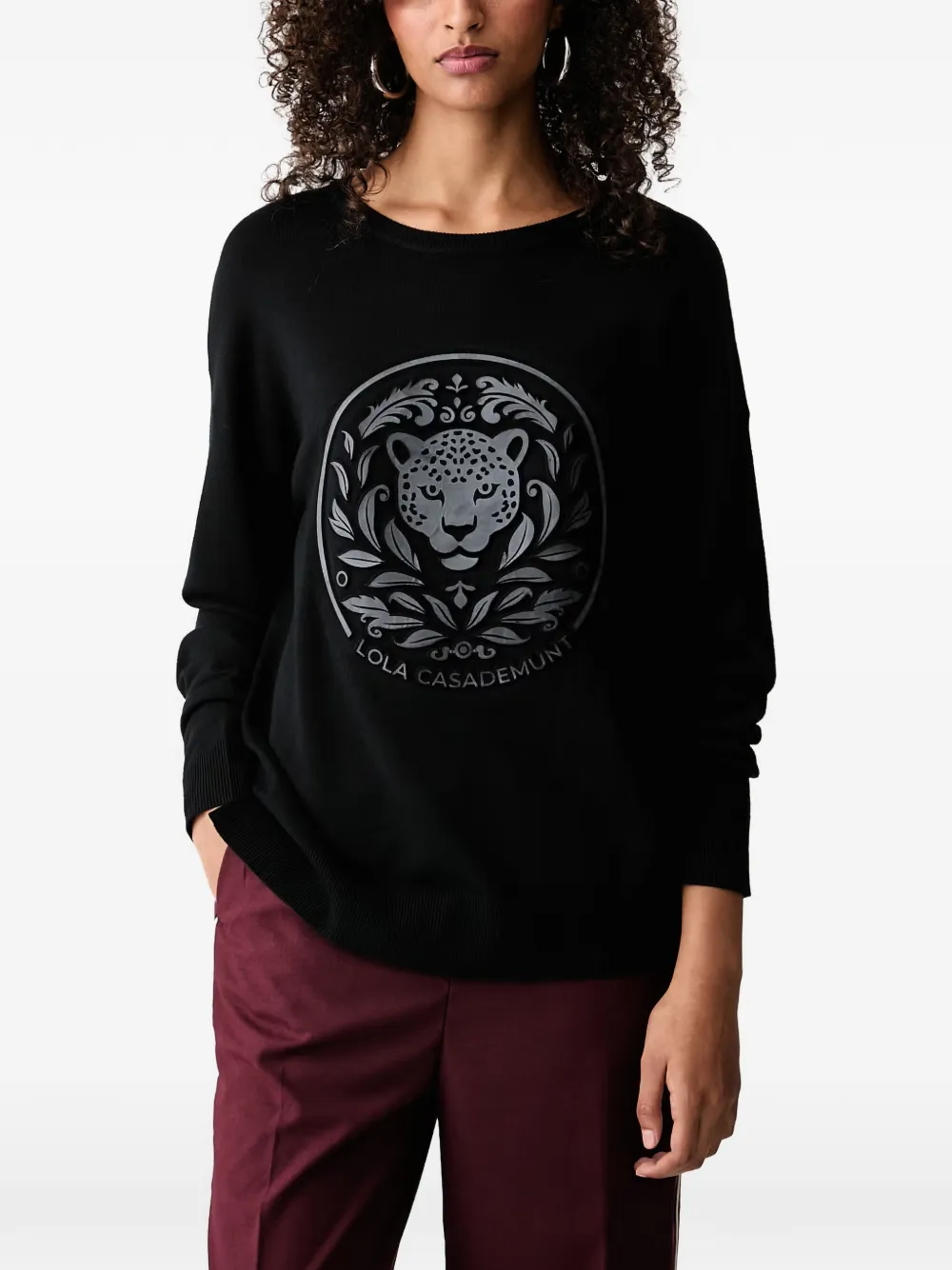 Lola Casademunt leopard-print logo-print sweater - Nero