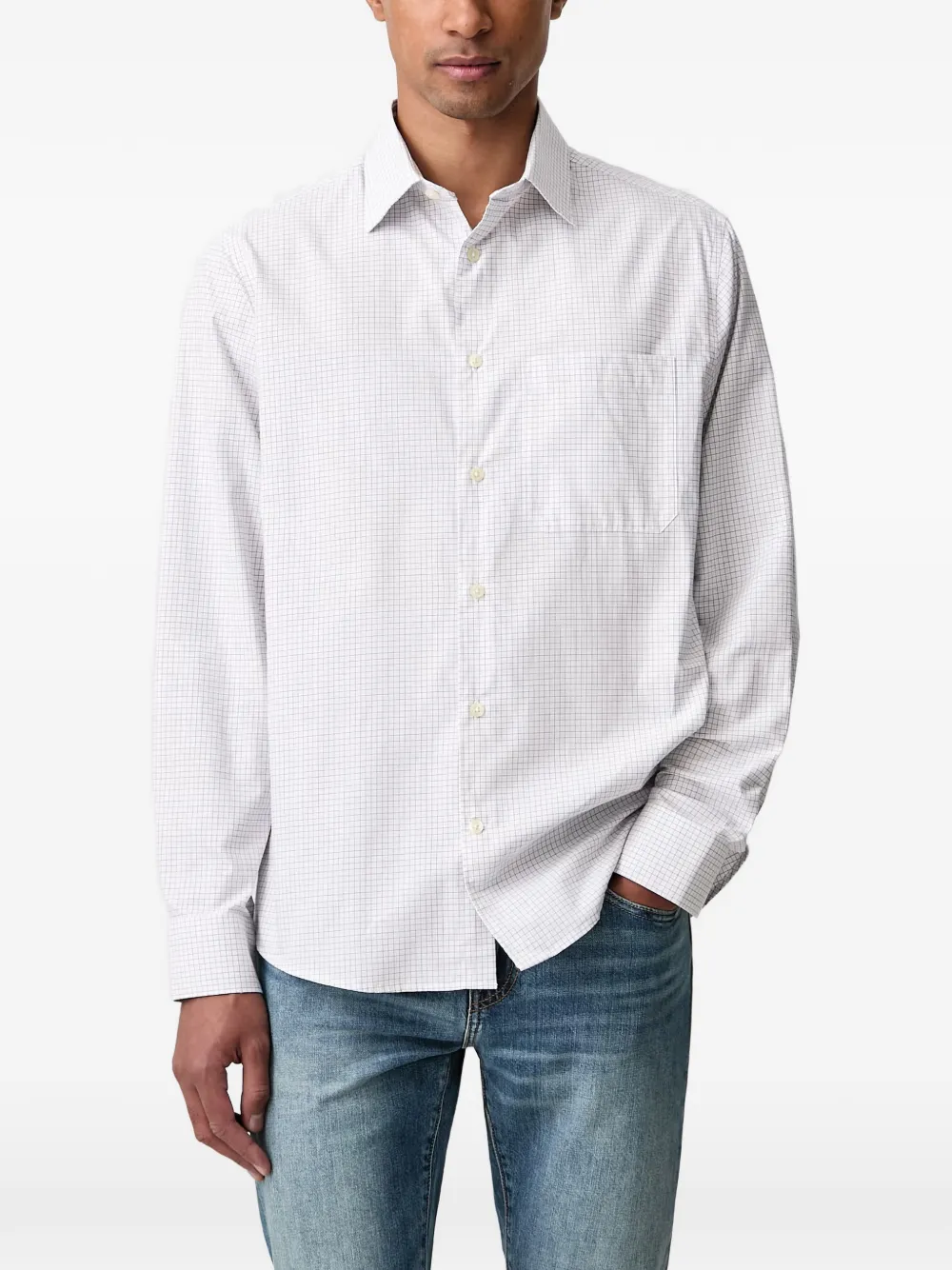 Lindbergh check-pattern pocket-detail shirt - Bianco