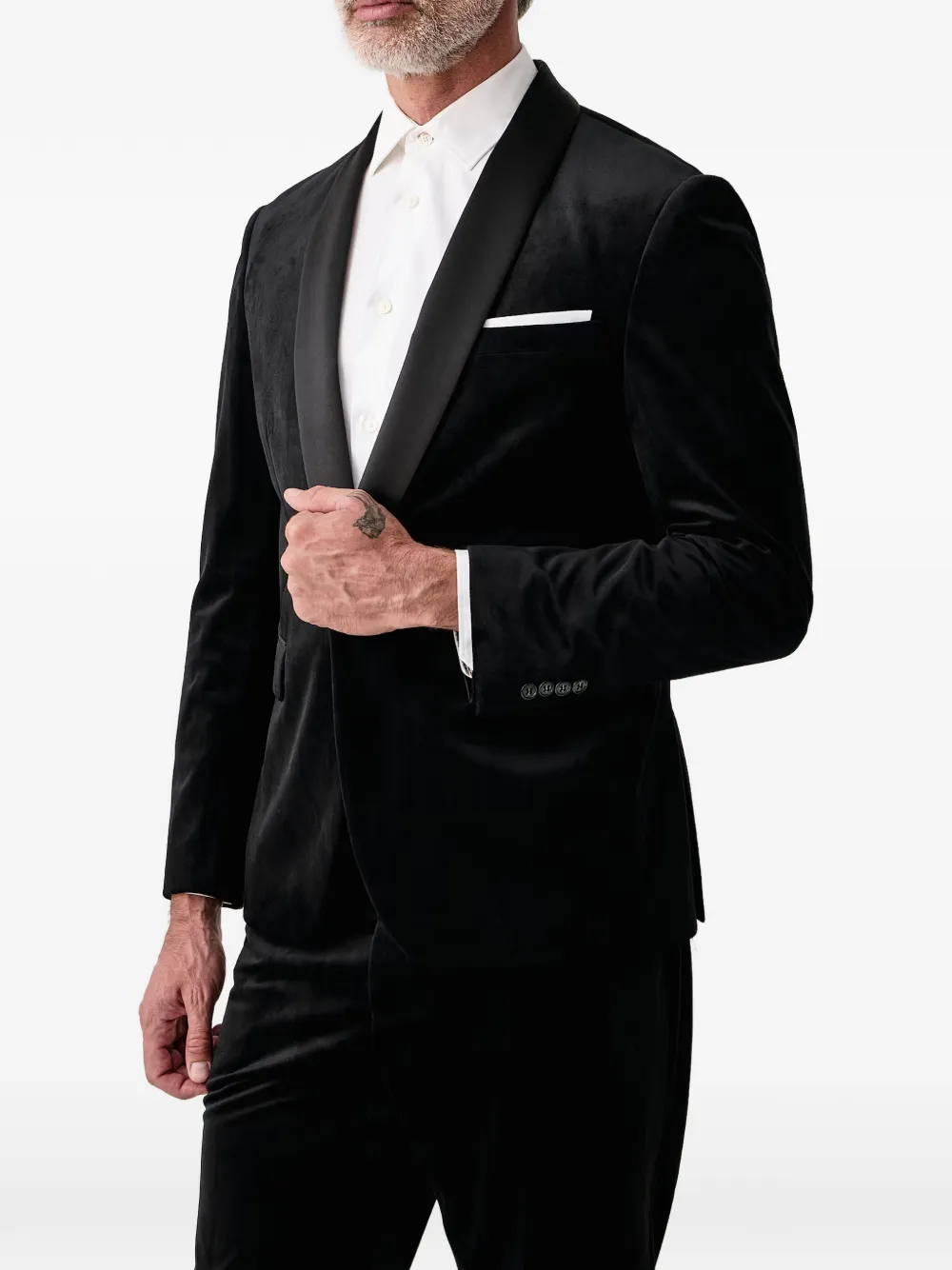 Lindbergh Tuxedo velvet shawl-lapel suit - Nero