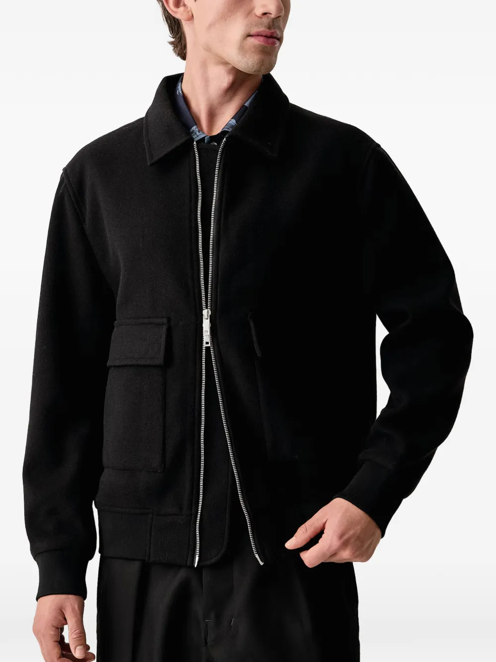 Lindbergh zip-up flap-pocket jacket Zwart