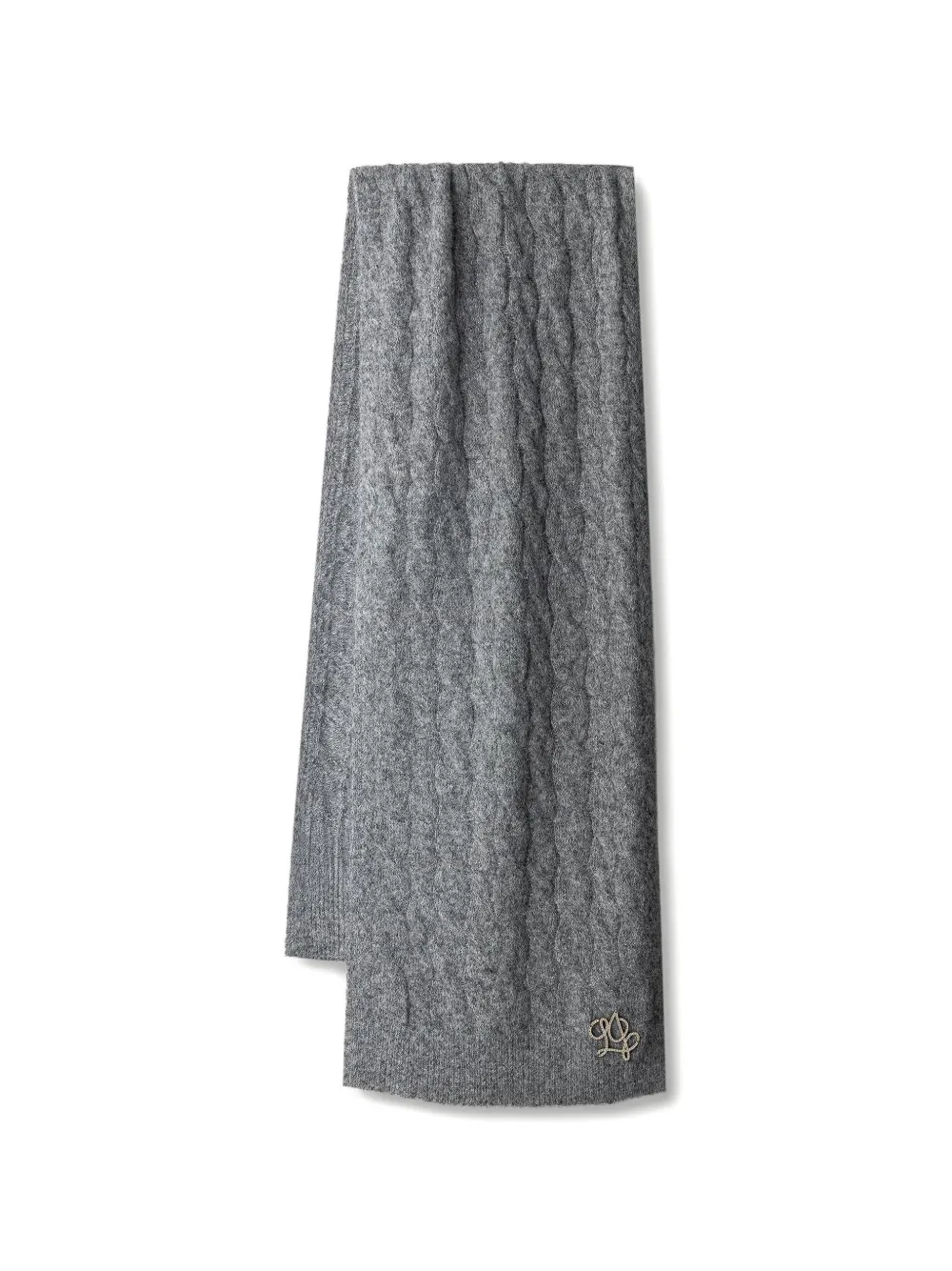 LIU JO cable-knit logo-plaque scarf - Grigio