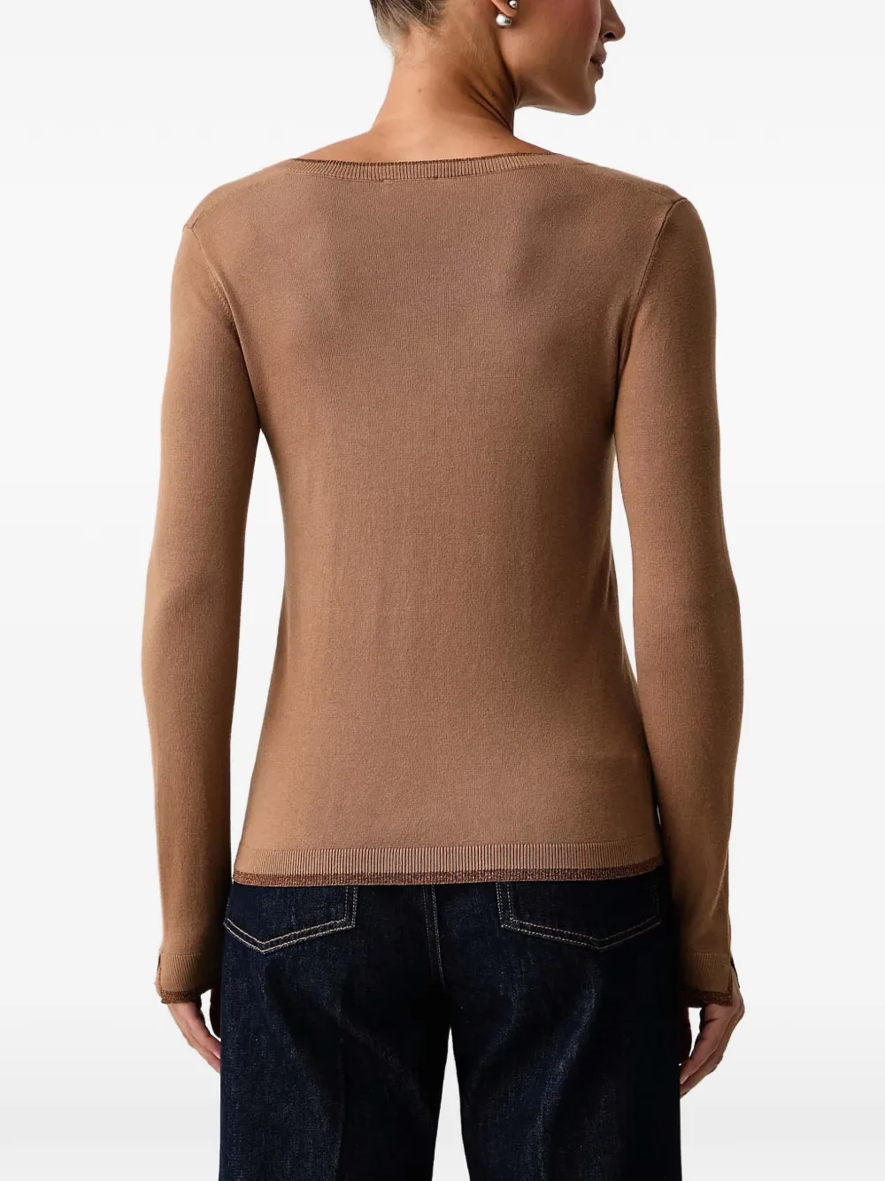 LIU JO knit sweater with V-neck Beige