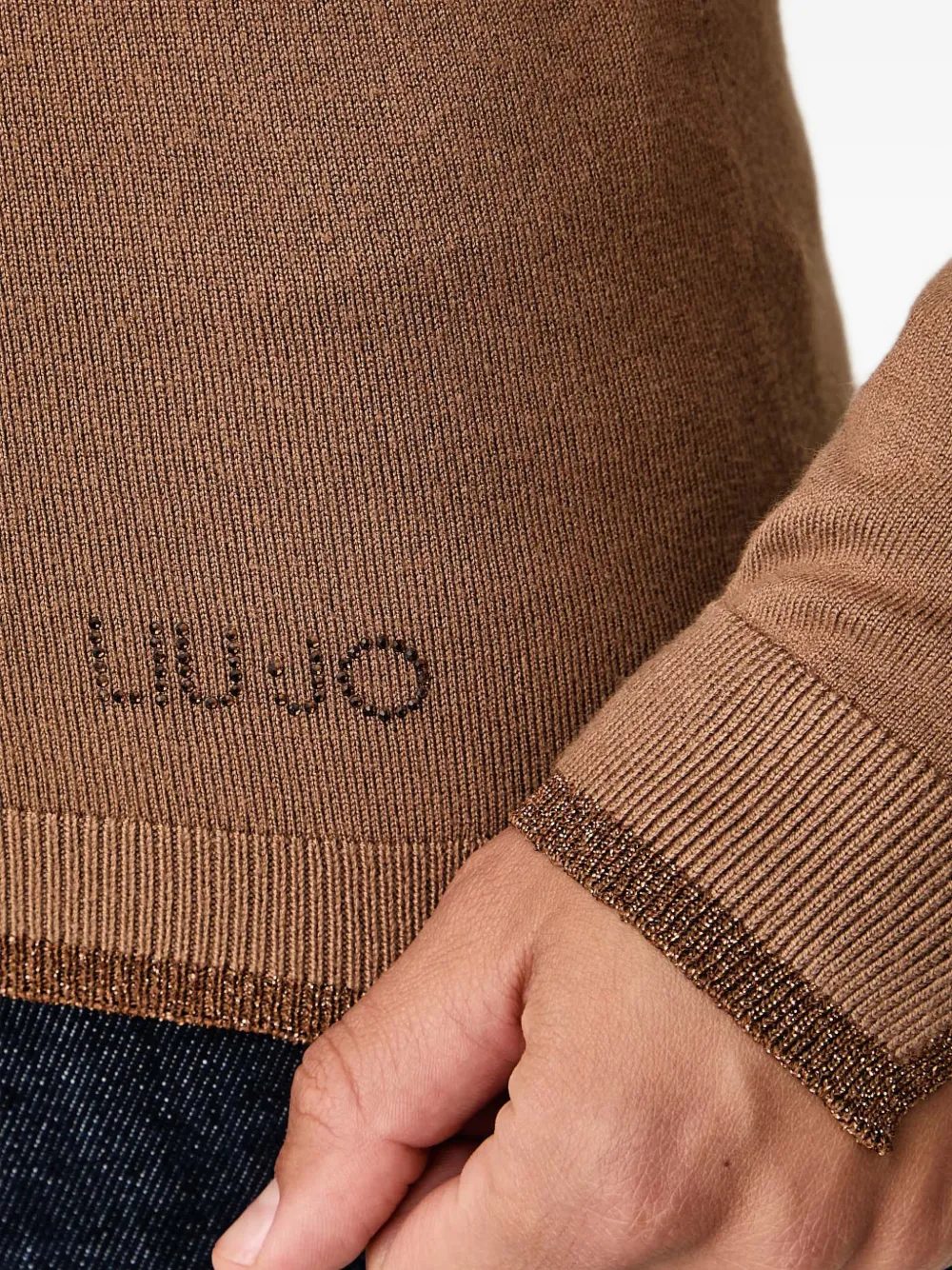 LIU JO knit sweater with V-neck Beige