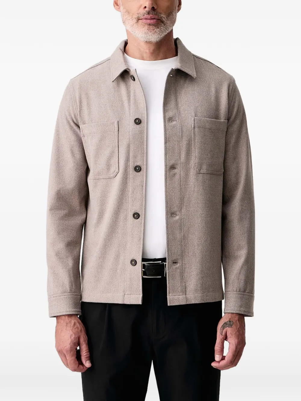 Lindbergh patch-pocket long-sleeve overshirt - Grigio