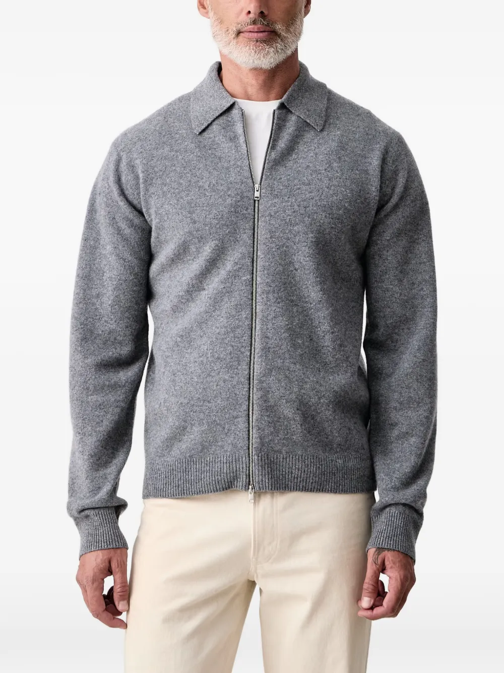 Lindbergh zip-up collared cardigan - Grigio