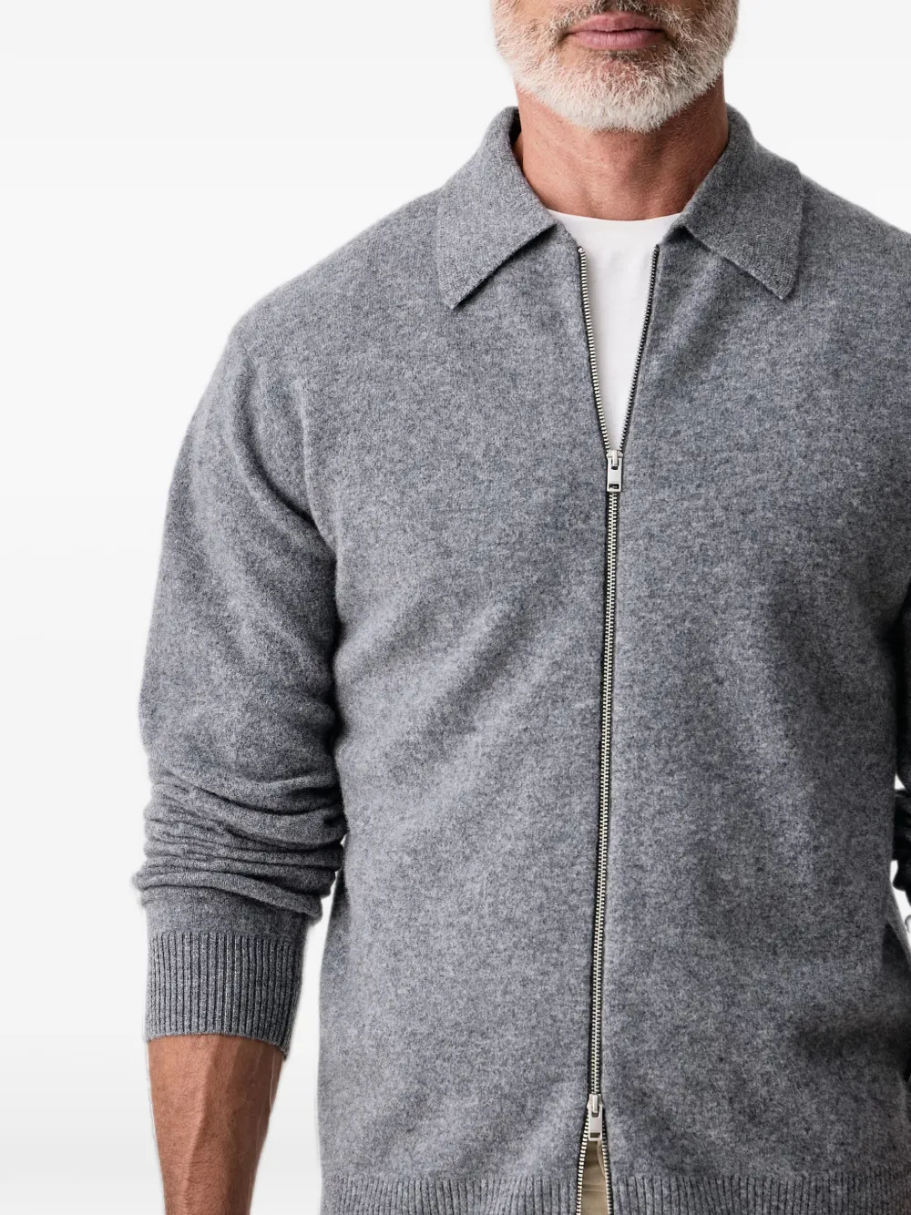 Lindbergh zip-up collared cardigan Grijs