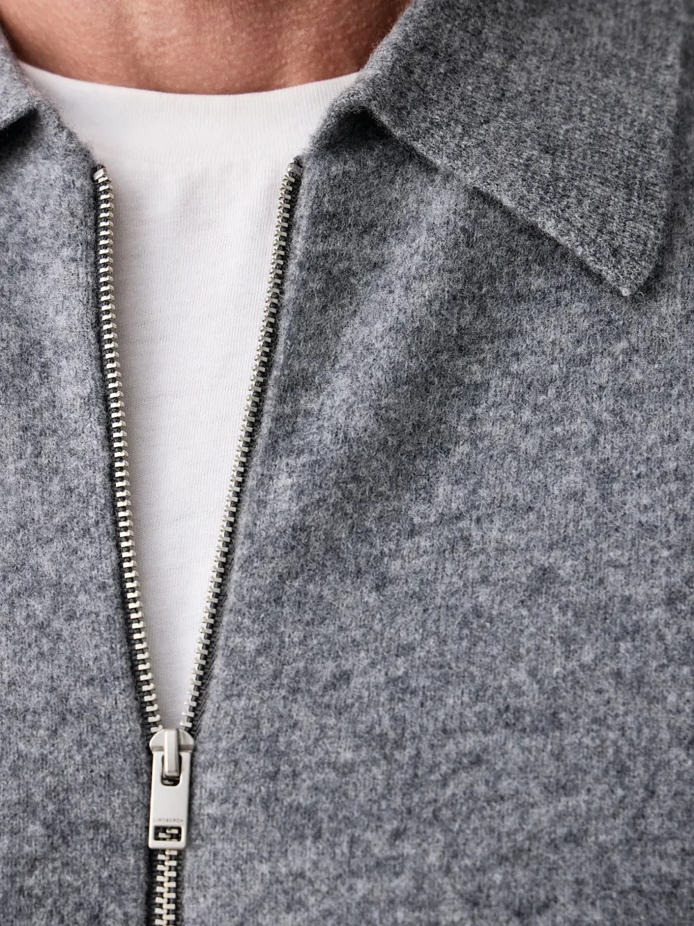 Lindbergh zip-up collared cardigan Grijs